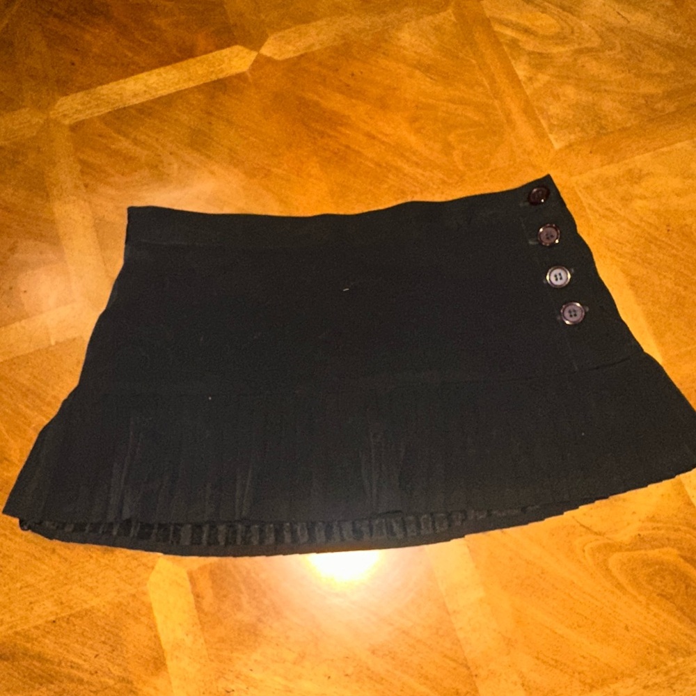 BCBGMaxAzria Black Low Waist Skirt with Button Detail